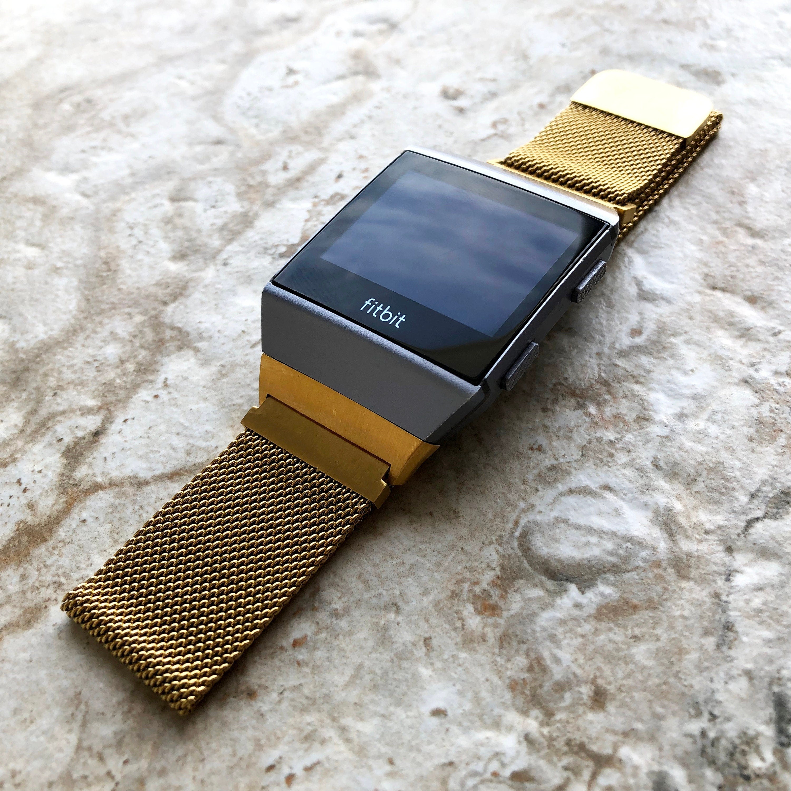 Fitbit Ionic Modern Gold Color Stainless Steel Adjustable Milanese Loop Mesh Band Strap for Watch Band Strap with Quick Release Adapters
